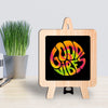 Good Vibes Table Decor Wooden Modern Showpiece for Office Desk and home